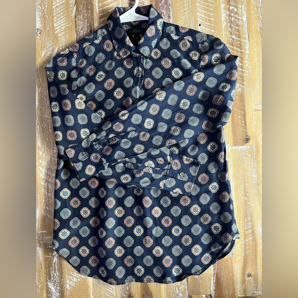 J Crew Patterned Navy Shirt size 00